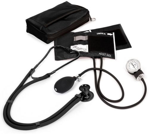 Prestige Medical Sprague Stealth Stethoscope BP Cuff Combo Kit Black Case NIB