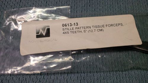 Novo Surgical Stille Pattern Tissue Forceps - 4x5 Teeth, 5&#034; 12.7cm - REF 1613-13