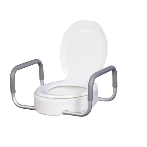 Drive Medical Premium Seat Riser with Removable Arms for Standard Toilets, White