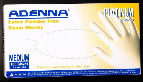 Adenna Latex Powder Free Platinum Textured Exam Gloves Box of 100   Size Medium