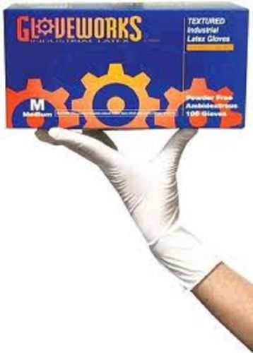 Gloveworks industrial disposable powder free latex gloves 100/box  size  MEDIUM