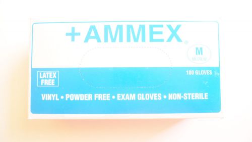 Ammex vinyl glove medical exam latex free disposable powder free medium 100 ct for sale