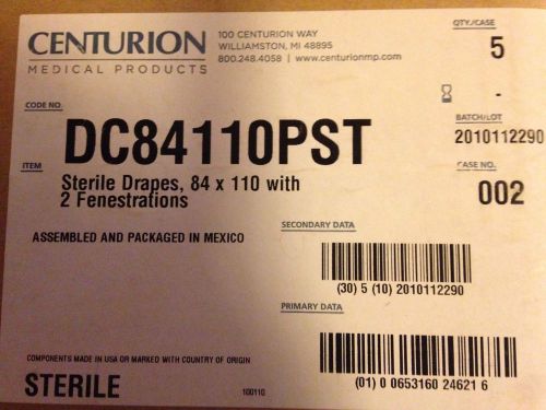 Centurion Sterile Drapes 84 x 110 w/ 2 Fenestrations No. DC84110PST, box of 5