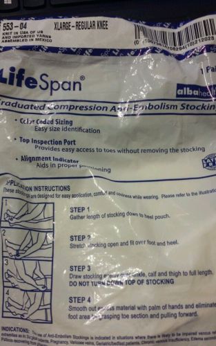 LifeSpan Graduated Compression Anti-Emboliam Stockings, XTRA LARGE Regular knee