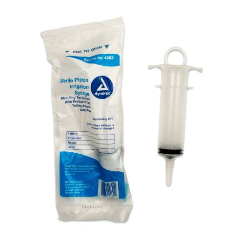 Dynarex Sterile Piston Irrigation Syringe 60 CC, Latex Free (Pack of 5)