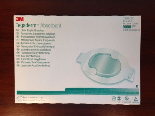 3m tegaderm absorbent 5/bx #90801 4 3/8&#034;x5&#034; overall, 2 3/8&#034;x3&#034; pad for sale