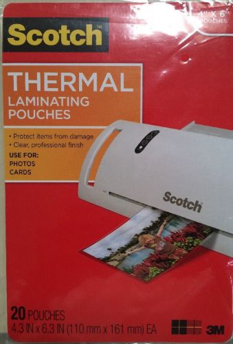 Scotch Thermal Laminating Pouches, Photo Size 4&#034; x 6&#034;, 5 Mil, 20/Pack