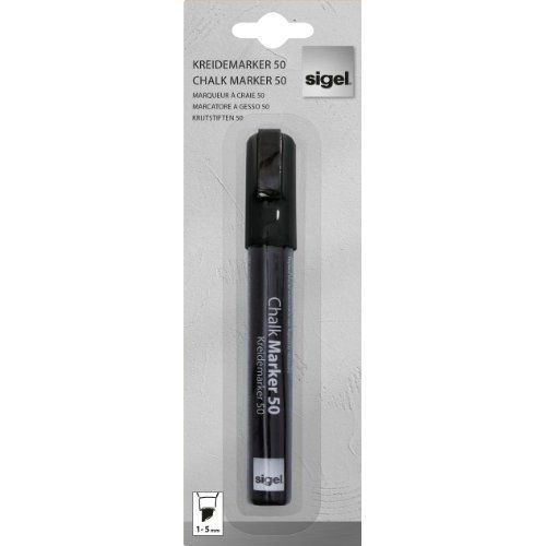 Sigel gl180 chalk marker 50, chisel tip 1-5 mm, black for sale