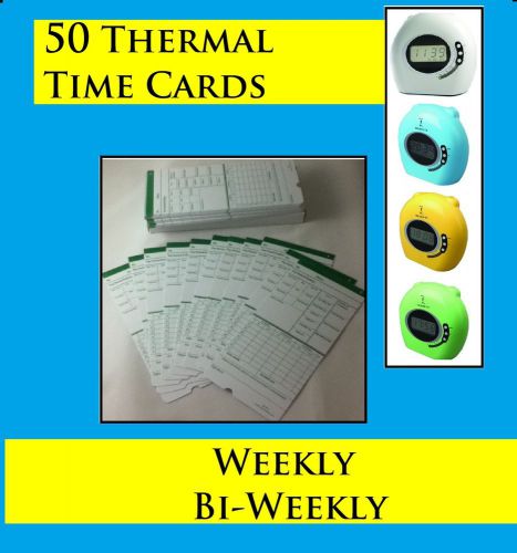 50 WEEKLY BIWEEKLY CARDS FOR ATTENDANCE PAYROLL RECORDER TIMECARDS THERMAL