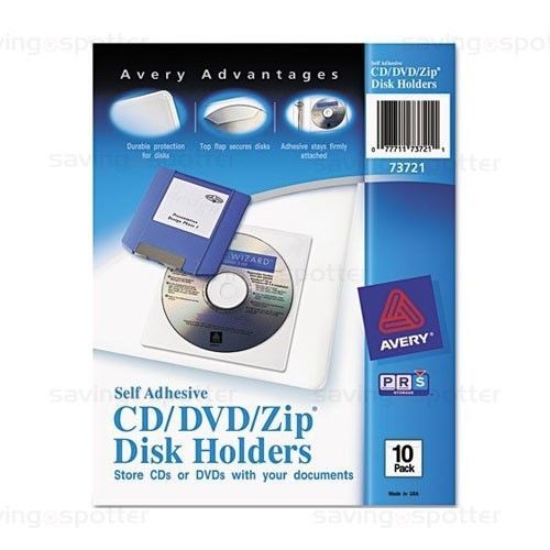 Avery 73721 Adhesive CD/DVD/Zip Disk Holders *Store with Your Documents!* 10/Pk.
