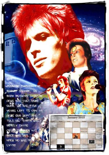 2015 David Bowie Fan Art Calendar (13 page) and T shirt
