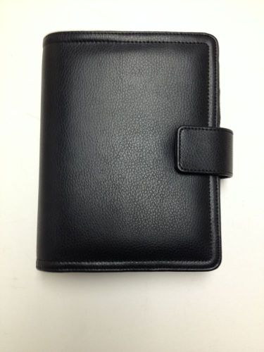 Franklin covey compact black synthetic leather 365  planner w/ strap closure for sale