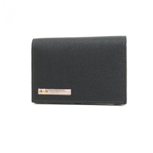 Auth Cartier Santos Business Card Case Card Holder Black Leather  F/S pre-owned