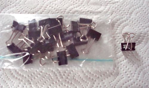 Document Binder Clips— Small black (0.75” = 19mm) packs of 20