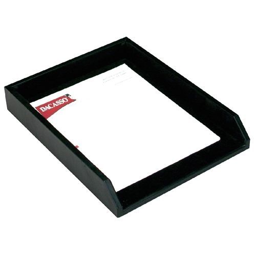 Dacasso Front Load Letter/Legal Tray - 2.5&#034; x 10.5&#034; - Leather - Black