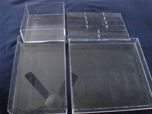 Lot of 3 heavy-duty acrylic drawer/desk top organizers w/dividers for sale