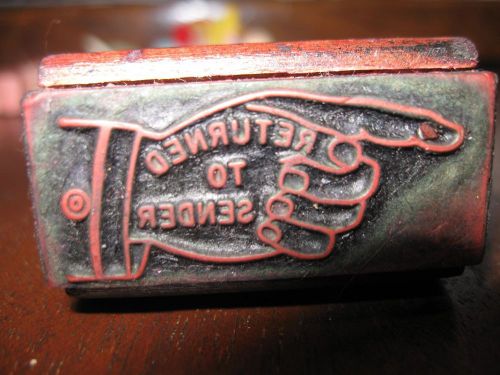 Vintage Return To Sender Rubber Stamp Hand
