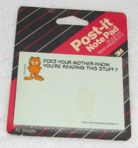 NEW! 1990 3M GARFIELD JIM DAVIS DOES YOUR MOTHER KNOW YOU&#039;RE READING THIS STUFF