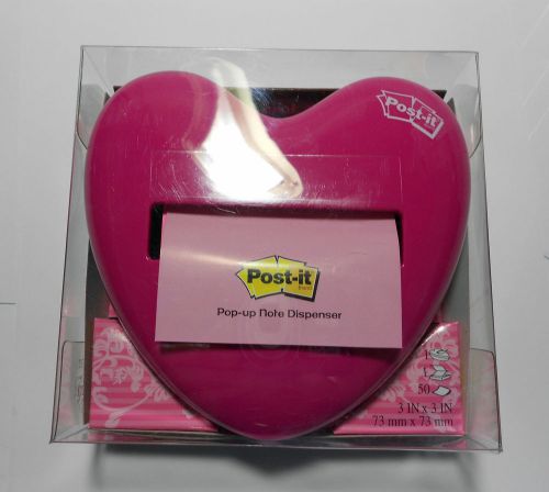 Post-it PINK HEART Pop-up Note Dispenser with 3&#034;x3&#034; Pop-up Notes
