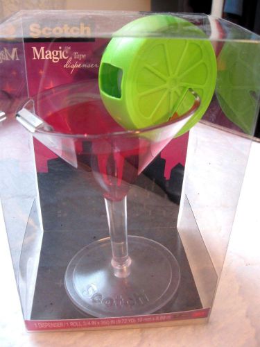 SCOTCH MAGIC TAPE DISPENSER MARTINI GLASS WITH A TWIST INCL TAPE NEW