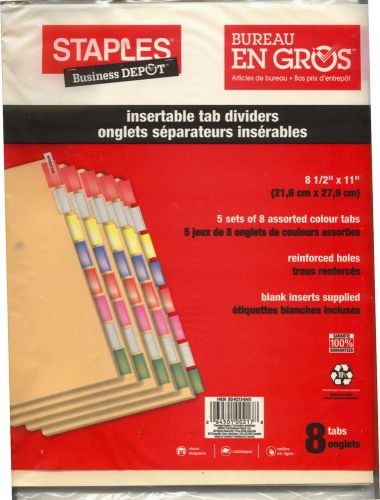 Staples Insertable Tab Dividers - 8 Tabs (5 Sets)