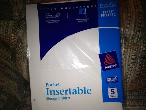Avery Extra Wide Pocket Dividers White 5 Tabs NEW SEALED