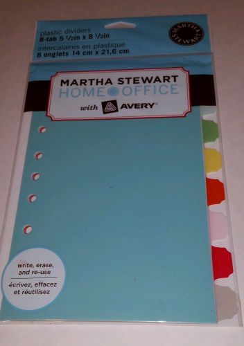 NIP Martha Stewart Home Office 8 Tab Plastic Dividers~5 1/2&#034; X 8 1/2&#034;