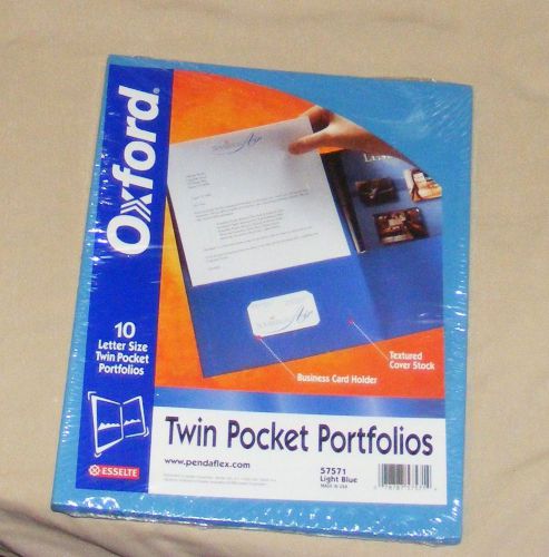 NIP Oxford 1 Pack 10 Letter Size Twin Pocket Portfolio Folders Blue #57571