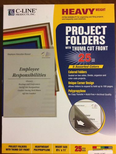 C-line 62130 Project Folders, 11&#034; x 8-1/2&#034;, 25/BX, Assorted Colors