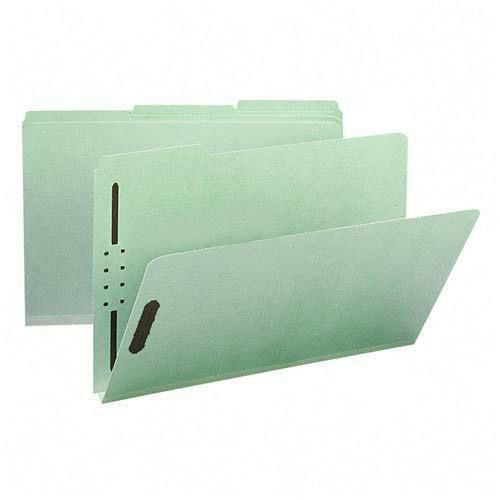 Smead 19931 1&#034; Expansion Fastener Folders 1/3 Top Tab, Legal Gray Green 25 / Box