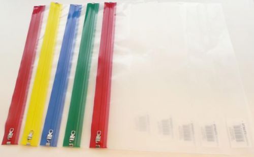 Pack of 5 Zip Bag / Document Wallets. Size A4