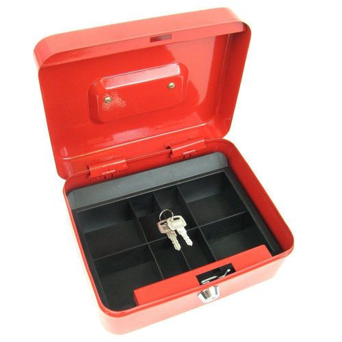 Stalwart 75-6580 Hawk 8-Inch Key Lock Red Cash Box with Coin Tray