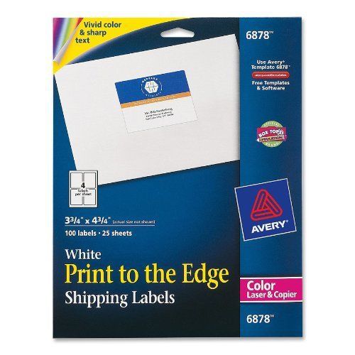 Avery Mailing Label - 3.75&#034; Width X 4.75&#034; Length - 100 / Pack - (ave6878)