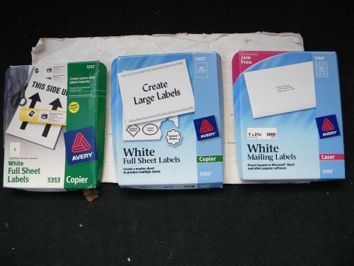 160 AVERY WHITE FULL SHEET LABELS #5353 &amp; MAILING LABELS #5160- FREE S/H
