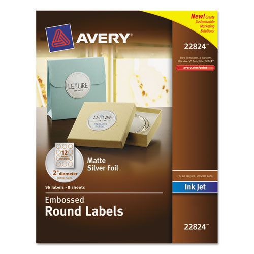 Round Print-to-the-Edge Labels, 2&#034; Dia., Silver Foil, 96/Pack