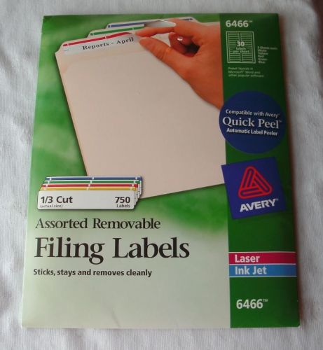 AVERY 6466 Assorted Removable Filing Labels 750 Pack Color Opened