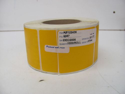 ASL KP122436 YELLOW LABELS ROLL OF 1000 2-3/4&#034; X 2-3/4&#034; NOS!!!