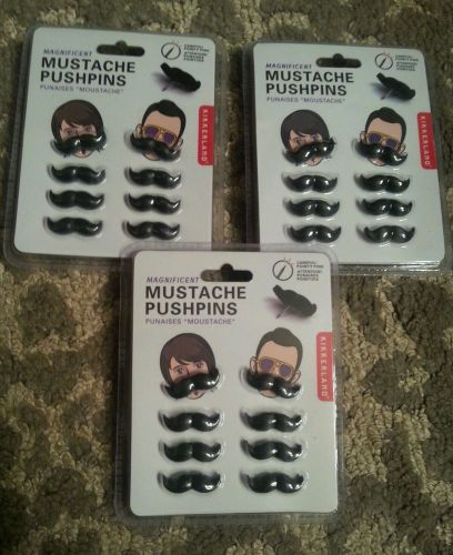 Kikkerland Mustache Pushpins 3 sets of 8