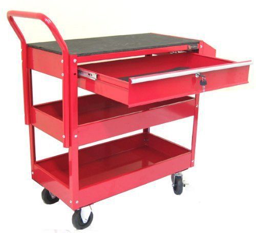 Excel cart tool red creeper seat mechanics stool heavy duty caster steel 3 tray for sale