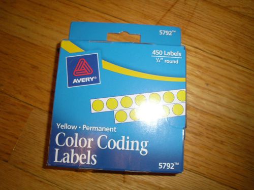 450PK Avery Permanent Self-Adhesive Round Color-Coding Label Yellow  1/4&#034; 5792