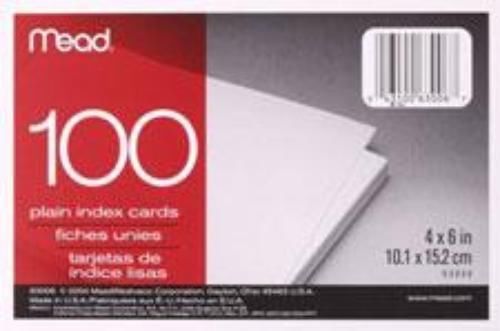 Mead Plain Index Cards 4&#039;&#039; x 6&#039;&#039; 100 Count