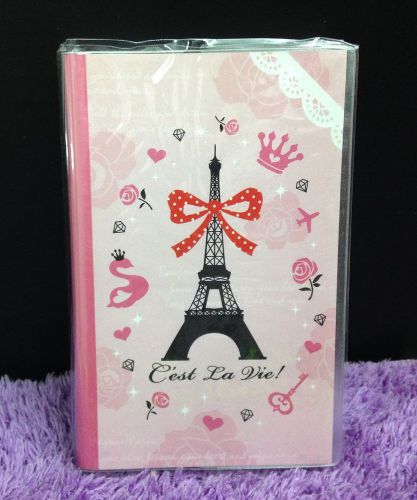 Eiffel Tower Note Book Cute Pink Memo Shopping List Pocket Sized Gift New Ribbon