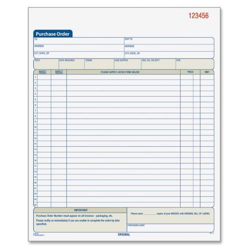 Adams Purchase Order Form - 50 Sheet[s] - Tape Bound - 2 Part - (dc8131)