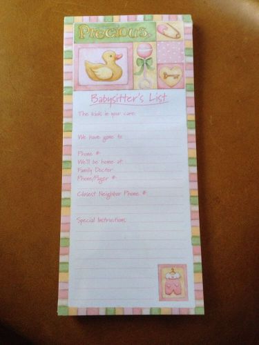 Brownlow Magnetic Note pad Precious Baby Pink 50 sheet Baby Sitter List Girl