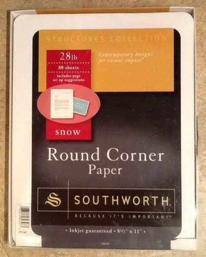 *NEW* SOUTHWORTH ROUND CORNER PAPER - 28 lb 80 sheets - INKJET - 8 1/2 X 11 SNOW