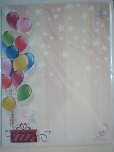 *NEW* ~ 20 Decorative &#034;BIRTHDAY PARTY BALLOONS&#034; Computer Stationery Sheets