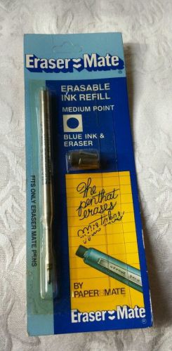 Vintage 1980 Eraser Mate erasable ink refill medium point blue ink &amp; eraser