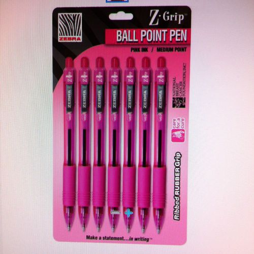 Zebra Z-Grip BCA Retractable Ballpoint Pens, Pink, 7/Pack