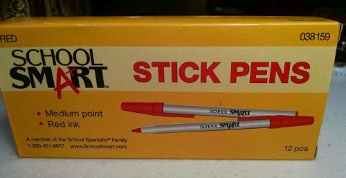 NEW12 Pack School Smart RED Ballpoint Pens, Medium Point, BEST PRICE &amp; FREE SHIP