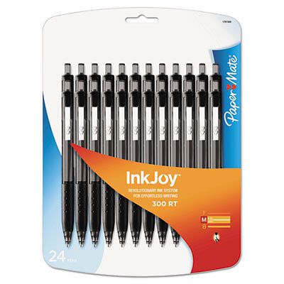 InkJoy 300RT Ballpoint Pen, 1.0mm, Black Ink, 24/Pk